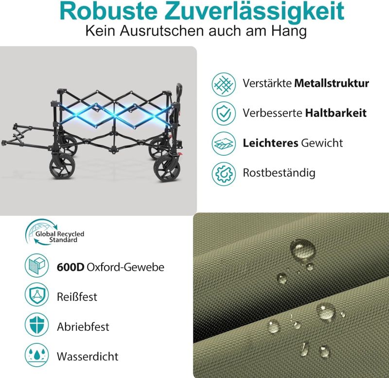 Sekey 135L &amp; 200L / 150KG Foldable Handcart, Patented Foldable from Four Directions, with Extendable Tailgate