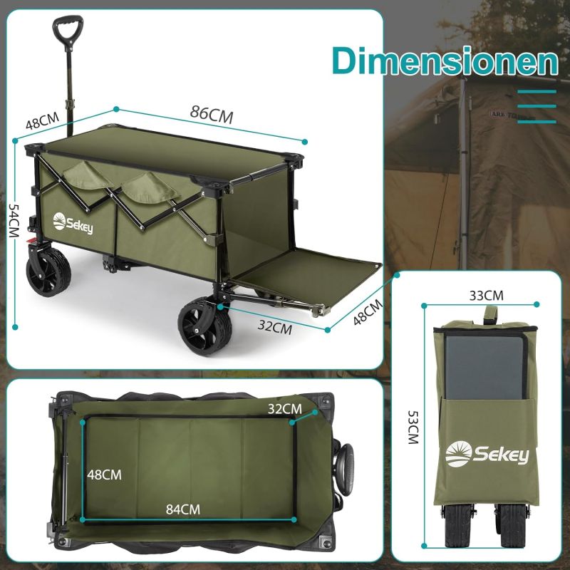 Sekey 135L &amp; 200L / 150KG Foldable Handcart, Patented Foldable from Four Directions, with Extendable Tailgate