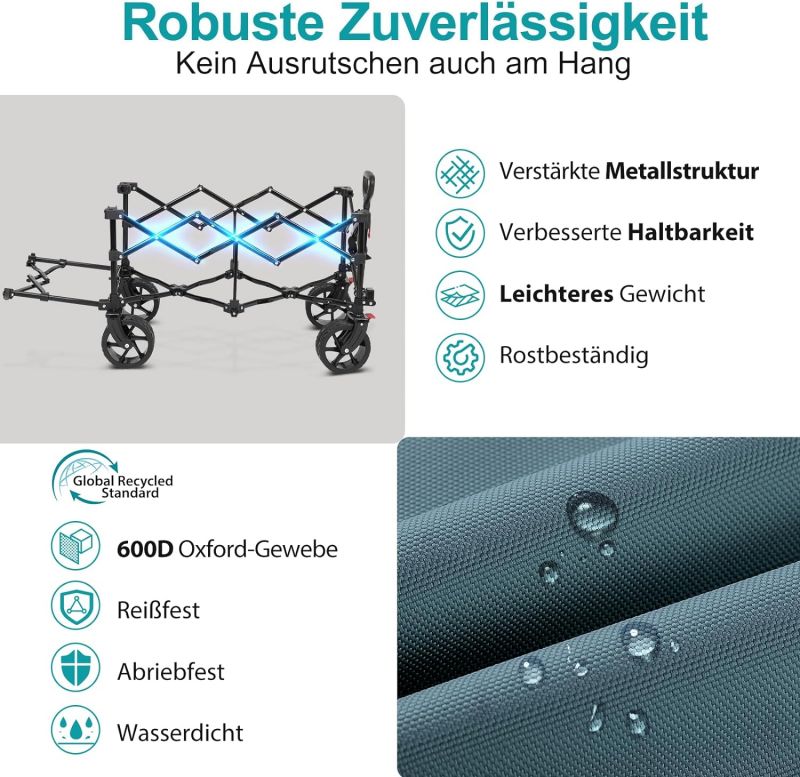 Sekey 135L &amp; 200L / 150KG Foldable Handcart, Patented Foldable from Four Directions, with Extendable Tailgate