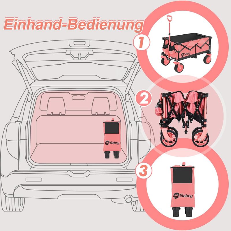 Sekey 135L &amp; 200L / 150KG Foldable Handcart, Patented Foldable from Four Directions, with Extendable Tailgate