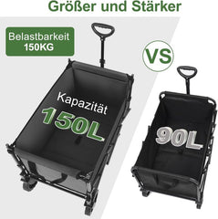 Sekey 150L / 150KG Foldable handcart with roof, brakes