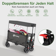 Sekey 150L / 150KG Foldable handcart with roof, brakes