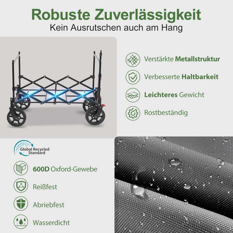 Sekey 150L / 150KG Foldable handcart with roof, brakes