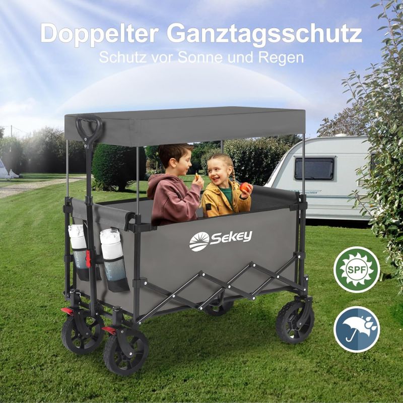 Sekey 150L / 150KG Foldable handcart with roof, brakes