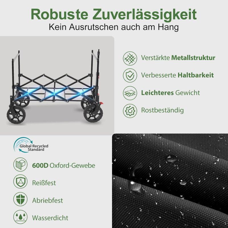 Sekey 150L / 150KG Foldable handcart with roof, brakes