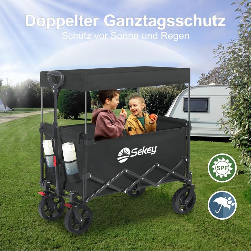 Sekey 150L / 150KG Foldable handcart with roof, brakes