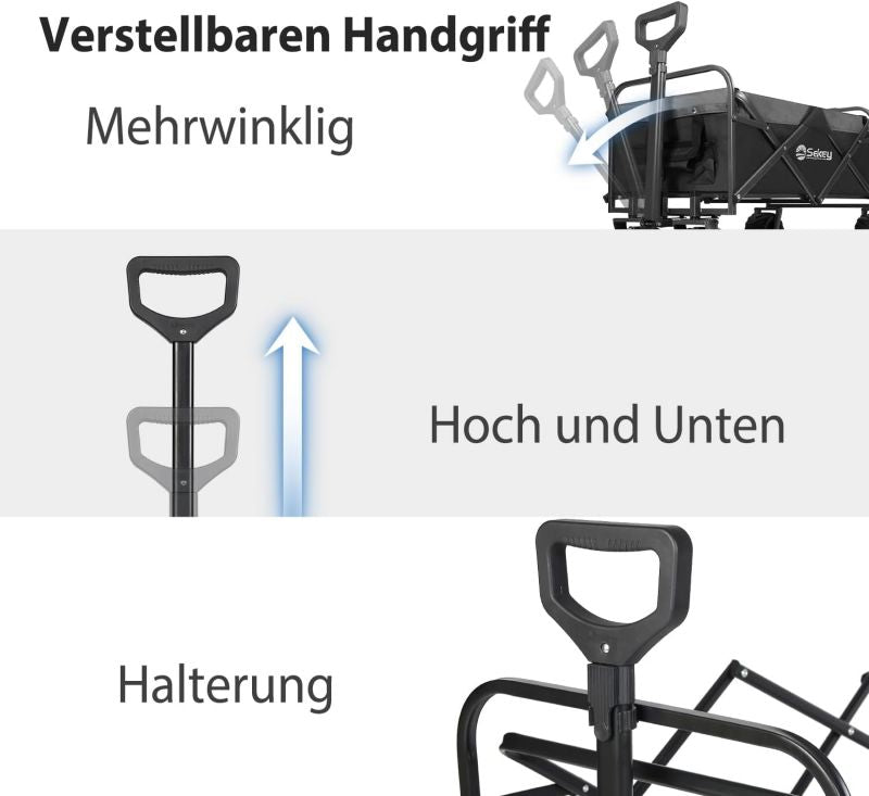 Sekey 94L / 200KG Foldable Handcart, with Brakes and Extra Wide Wheels