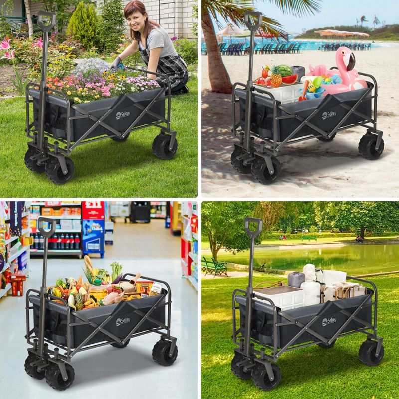 Sekey 94L / 200KG Foldable Handcart, with Brakes and Extra Wide Wheels