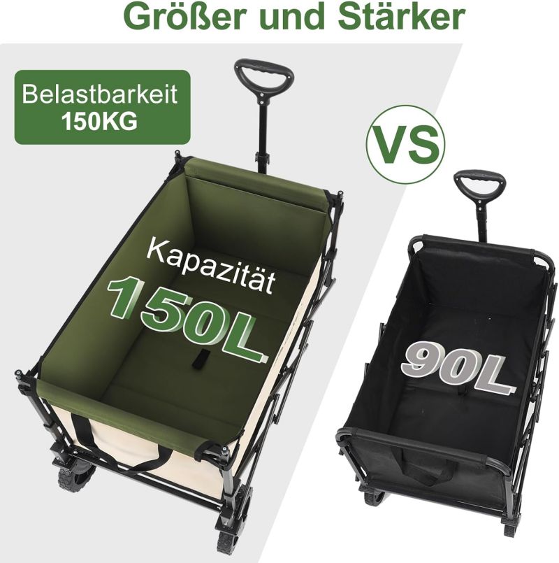 Sekey 150L / 150KG Foldable handcart with roof, brakes