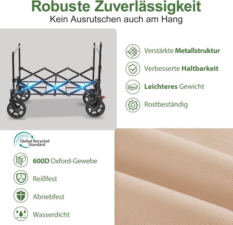 Sekey 150L / 150KG Foldable handcart with roof, brakes