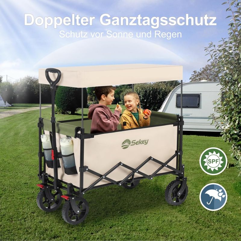 Sekey 150L / 150KG Foldable handcart with roof, brakes