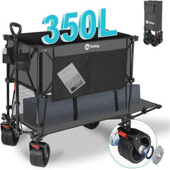 Sekey 350L / 120KG Double Folding Handcart, Patented Foldable from Four Directions, with Brakes and Extra Wide Wheels