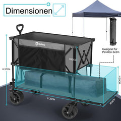 Sekey 350L / 120KG Double Folding Handcart, Patented Foldable from Four Directions, with Brakes and Extra Wide Wheels