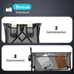 Sekey 350L / 120KG Doppel Faltbarer Bollerwagen, Patentiert Zusammenfaltbar aus Vier Richtungen, mit Bremsen und Extra Breiten Rädern Sekey