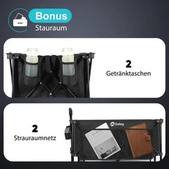 Sekey 350L / 120KG Doppel Faltbarer Bollerwagen, Patentiert Zusammenfaltbar aus Vier Richtungen, mit Bremsen und Extra Breiten Rädern Sekey