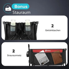Sekey 350L / 120KG Doppel Faltbarer Bollerwagen, Patentiert Zusammenfaltbar aus Vier Richtungen, mit Bremsen und Extra Breiten Rädern Sekey