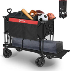 Sekey 350L / 120KG Doppel Faltbarer Bollerwagen, Patentiert Zusammenfaltbar aus Vier Richtungen, mit Bremsen und Extra Breiten Rädern Sekey