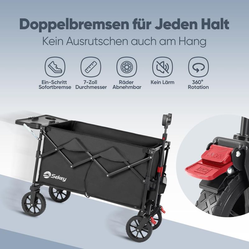 Sekey 150L / 150KG Foldable handcart, with brakes and foldable table top