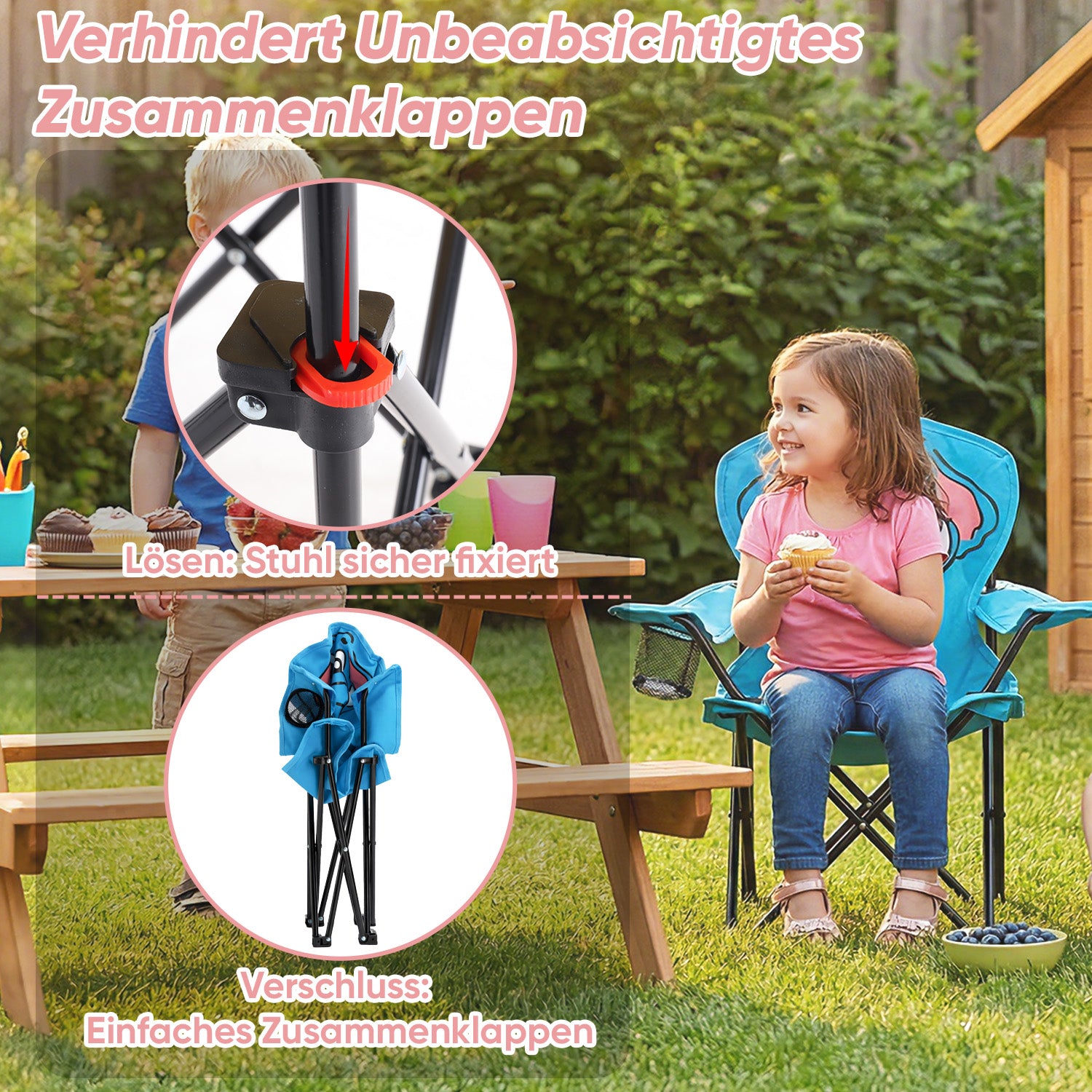 Sunula Kinder Klappstuhl Outdoor – Campingstuhl mit Elefant-Motiv Blau – sekeymall