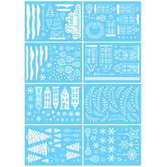Salcar Weihnachts dekohäuschen Fensterbilder 9 Bögen – Winterliche Kanalhäuser, Tannenbäume & Schneeflocken, Wiederverwendbare Fenstersticker aus PVC für Fenster & Glas