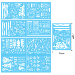 Salcar Weihnachts dekohäuschen Fensterbilder 9 Bögen – Winterliche Kanalhäuser, Tannenbäume & Schneeflocken, Wiederverwendbare Fenstersticker aus PVC für Fenster & Glas