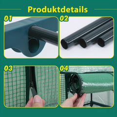 Balcony Greenhouse 160x69x49 cm – Sunula Mini Greenhouse with 4 Shelves, Winterproof, Stable &amp; Space-Saving, for Balcony &amp; Terrace, Green