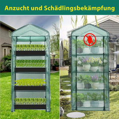 Balcony Greenhouse 160x69x49 cm – Sunula Mini Greenhouse with 4 Shelves, Winterproof, Stable &amp; Space-Saving, for Balcony &amp; Terrace, Green