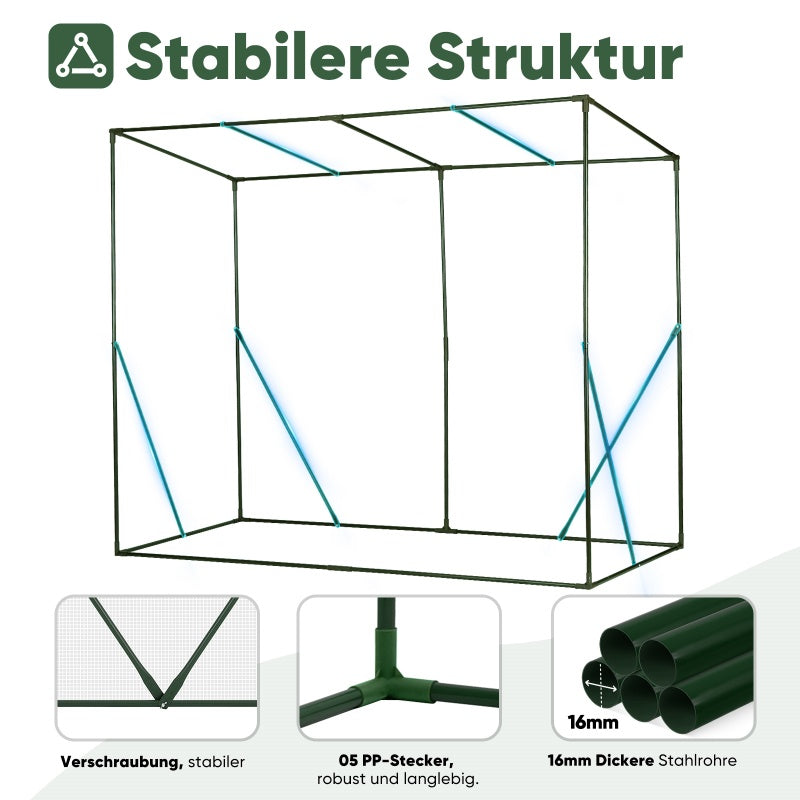 Sekey foil greenhouse with pitched roof, 200 cm x 77 cm x 146/169 cm