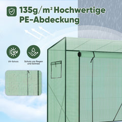 Sekey foil greenhouse with pitched roof, 200 cm x 77 cm x 146/169 cm