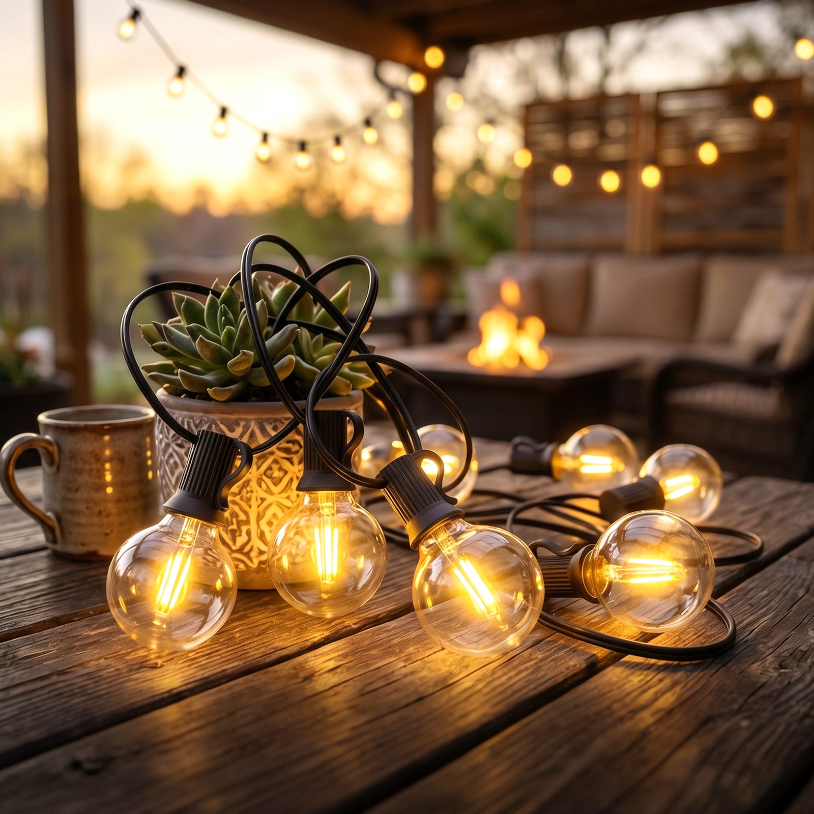 Detailansicht der 30 G40 LED Glühbirnen mit warmweißem Licht für große Außenbereiche
