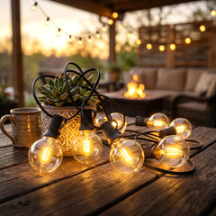 Detailaufnahme der 30 G40 LED Glühbirnen mit warmweißem Licht für große Außenbereiche