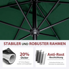 Sekey 300 x 200 cm Alu Sonnenschirm mit Kurbel, Sonnenschutz UV50+
