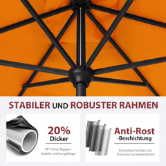 Sekey 300 x 200 cm Alu Sonnenschirm mit Kurbel, Sonnenschutz UV50+