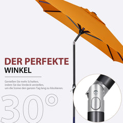 Sekey 300 x 200 cm Alu Sonnenschirm mit Kurbel, Sonnenschutz UV50+