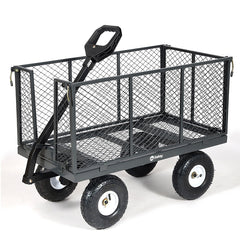 Sekey 200L / 500KG garden cart with removable side panels and solid rubber pneumatic tires