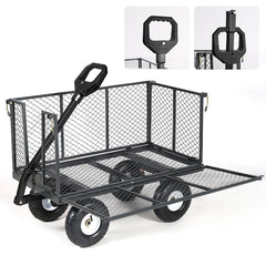 Sekey 200L / 500KG garden cart with removable side panels and solid rubber pneumatic tires