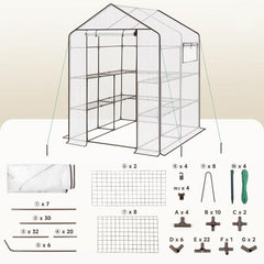 Sekey walk-in greenhouse with 10 shelves, 143 cm x 143 cm x 195 cm