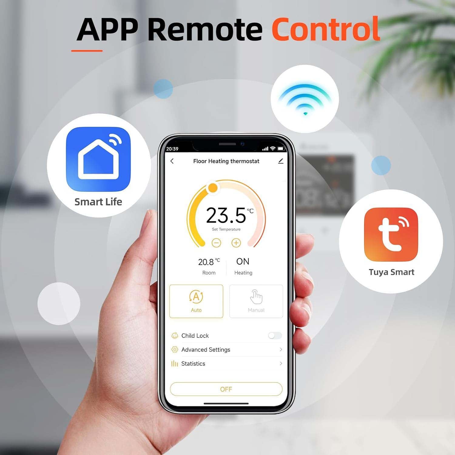 SALCAR Smart WLAN Raumthermostat für Elektrische Fußbodenheizung – 16A Touchscreen Thermostat mit LCD-Display, App- & Sprachsteuerung, Kompatibel mit Alexa & Tuya, Weiß, Programmierbar