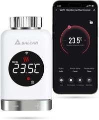 SALCAR Smart Heizkörperthermostat TRV801W – WLAN Thermostat mit LCD-Display, Kompatibel mit Alexa & Google Home, App-Steuerung über Tuya, Kein Gateway Erforderlich