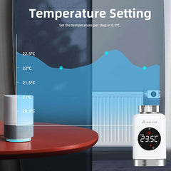 SALCAR Smart Radiator Thermostat TRV801W – Wi-Fi Thermostat with LCD Display, Compatible with Alexa &amp; Google Home, App Control via Tuya, No Gateway Required