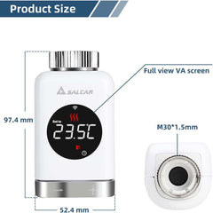 SALCAR Smart Radiator Thermostat TRV801W – Wi-Fi Thermostat with LCD Display, Compatible with Alexa &amp; Google Home, App Control via Tuya, No Gateway Required