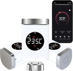 SALCAR WLAN Heizkörperthermostat – Smartes Thermostat für Heizkörper, Kompatibel mit Alexa & Google Assistant, App-Steuerung über Tuya, Programmierbar, Kein Gateway Erforderlich