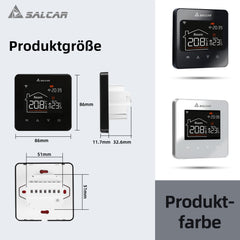 Salcar WLAN Thermostat für elektrische Fußbodenheizung – Smart Raumthermostat mit LCD-Touchscreen, 16A, programmierbar, kompatibel mit Amazon Alexa & Google Assistant, Schwarz