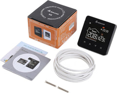 Salcar WLAN Thermostat für elektrische Fußbodenheizung – Smart Raumthermostat mit LCD-Touchscreen, 16A, programmierbar, kompatibel mit Amazon Alexa & Google Assistant, Schwarz