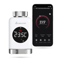 SALCAR Smart Radiator Thermostat TRV801W – Wi-Fi Thermostat with LCD Display, Compatible with Alexa &amp; Google Home, App Control via Tuya, No Gateway Required