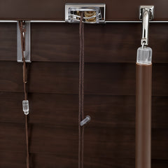 Sekey Holzjalousie Klemmfix ohne Bohren – Echtholz Jalousie in Dunkelbraunoptik mit 35 mm Lamellen, flexible Montage für Fenster