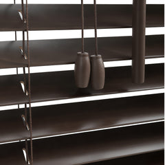 Sekey Holzjalousie Klemmfix ohne Bohren – Echtholz Jalousie in Dunkelbraunoptik mit 35 mm Lamellen, flexible Montage für Fenster