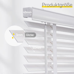 Sekey Weiße Holzjalousie 50 mm - Echtholz - Jalousette mit edler Holzmaserung Sekey