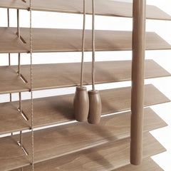 Sekey Holzjalousie Klemmfix ohne Bohren – Echtholz Jalousie in Eichenoptik mit 35 mm Lamellen, flexible Montage für Fenster