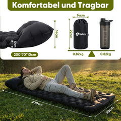 Sekey Selbstaufblasbare Isomatte 200×70×10 cm – Ultraleicht, Komfortabel & Wasserdicht für Camping, Trekking & Outdoor